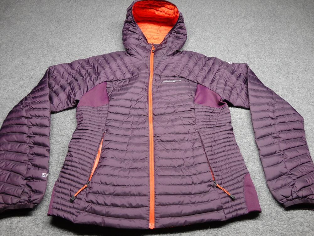 Eddie Bauer First Ascent Jacket Womens Large Purple StormDown 800 Hooded Puffer